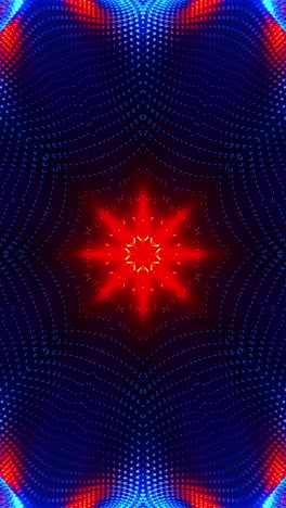 blue and orange flower with lights. kaleidoscope vj loop vertical