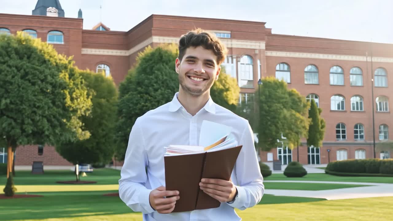 Young student smiling on university campus