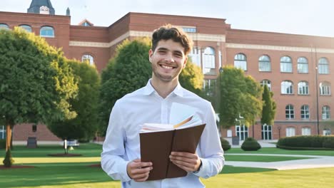 young student smiling on university campus