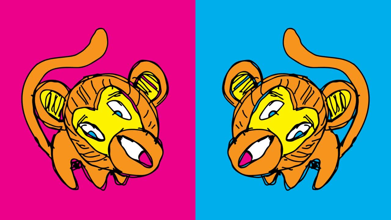 bambini che disegnano pop art sullo sfondo senza cuciture con il tema della scimmia