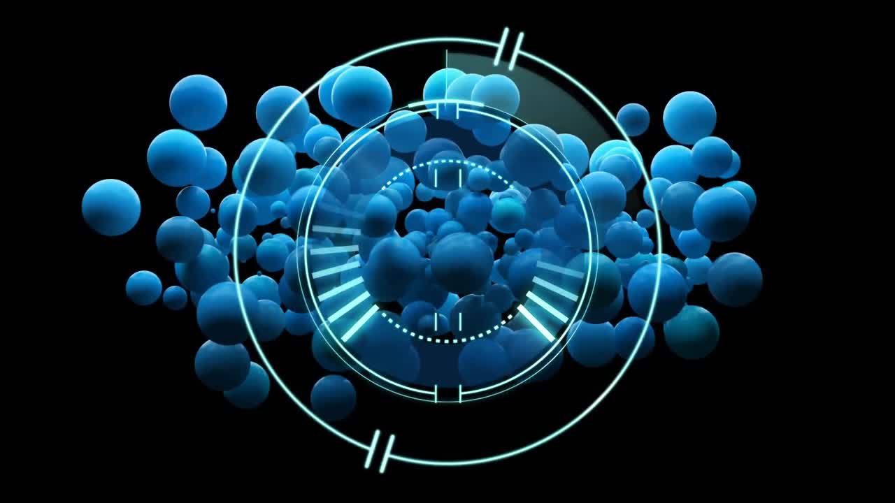 animación de la exploración del alcance sobre las bolas azules