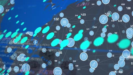 Animation-Der-Datenverarbeitung-über-Ein-Netzwerk-Von-Verbindungen