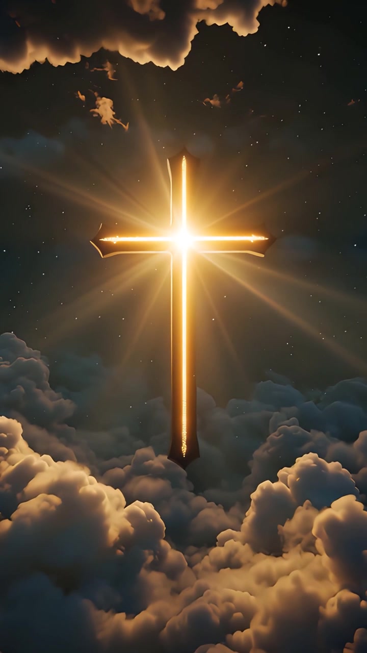Sfondo per Adorazione 4K: Croce Cristiana e Luce Celeste