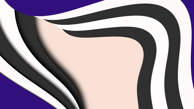 An intricate artwork with a black and white striped pattern set against a purple backdrop, achieved through layered paper folds and cuts