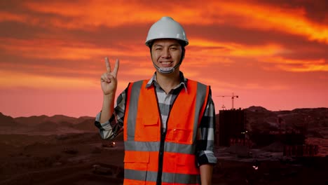 construction worker at sunset