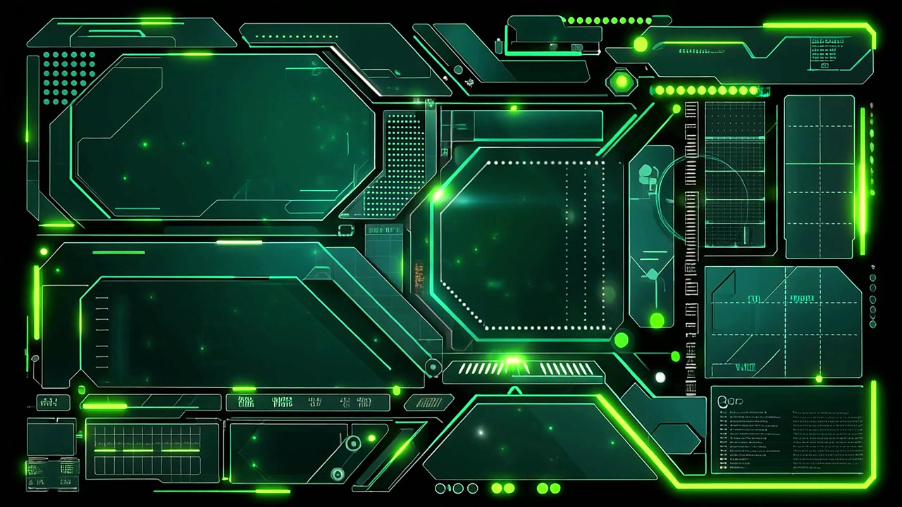 Futuristic Green HUD Interface with Digital Data Display