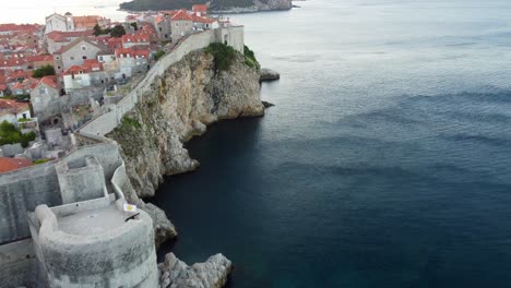 walled city at adriatic sea, dubrovnik aerial with copy space