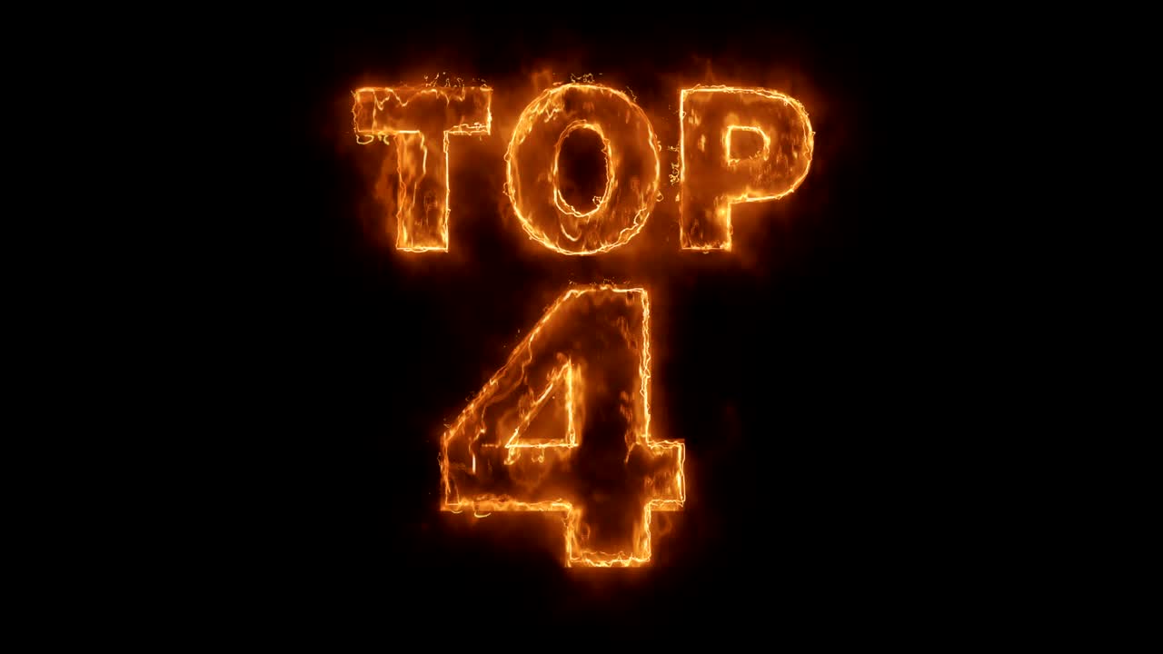 las 4 mejores palabras de animación caliente que quema el bucle de llamas de fuego realista.