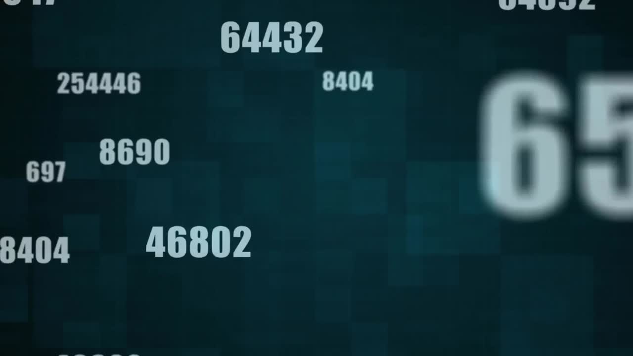 Animation of numbers changing over black background