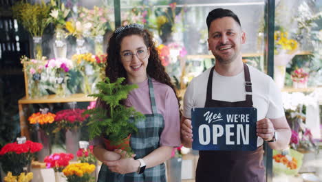 florist shop staff welcoming customers
