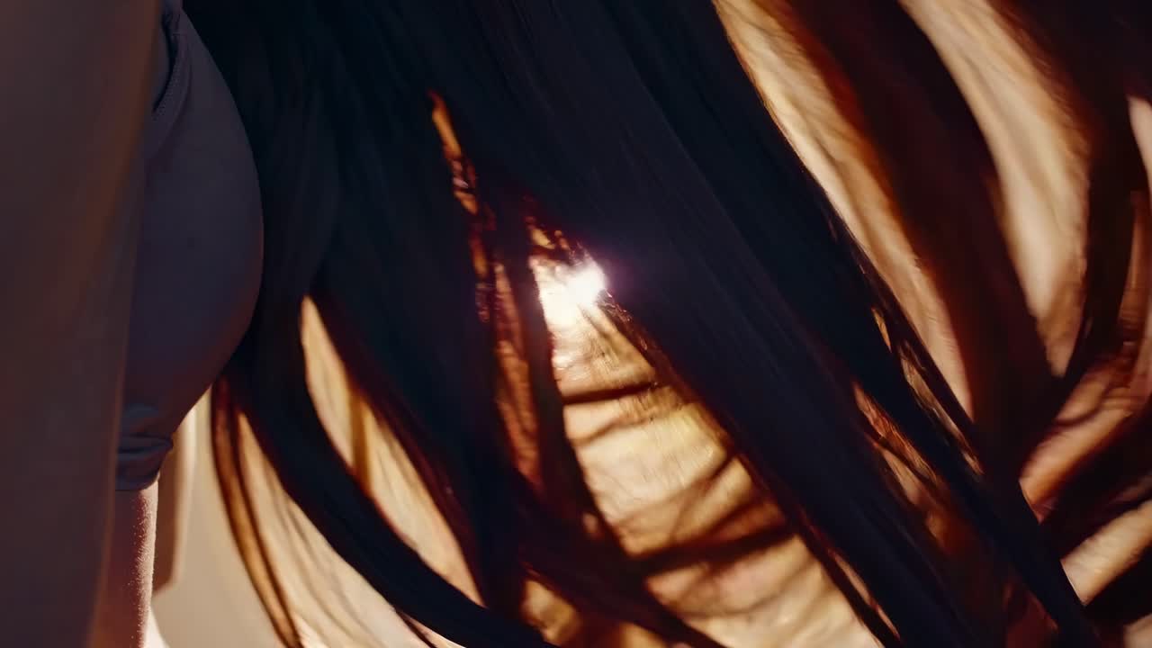 el cabello marrón fluido de la mujer