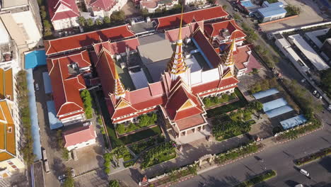 4k drone footage temple in phnom penh, cambodia