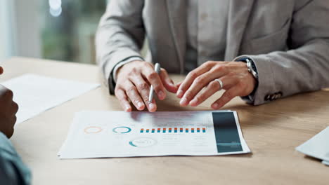 Business,-paperwork-and-hands-of-employee-talking