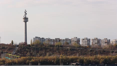 Beautiful-View-Of-Galati-Cityscape-By-The-River-In-Autumn-Midday