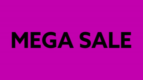 animación de texto mega venta en blanco y negro moviéndose y distorsionando en turquesa luego rosa