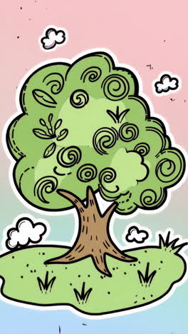 cartoon tree on an island