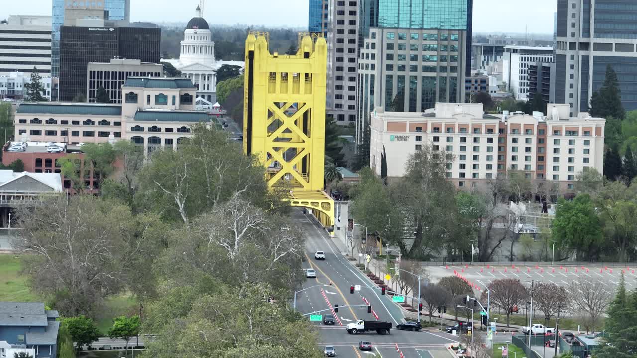 Sacramento Tower Bridge Aerial View