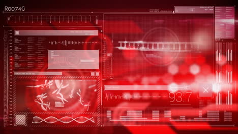 interfaz digital médica contra un fondo rojo