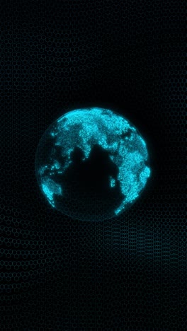 Hightech animation glowing blue digital globe rotating sleek hexagonal grid pattern representing