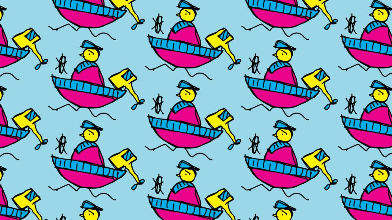 아이들은 포프 아트 (pop art) 를 그리며 선원이라는 주제로 매이지 않는 배경을 그립니다.