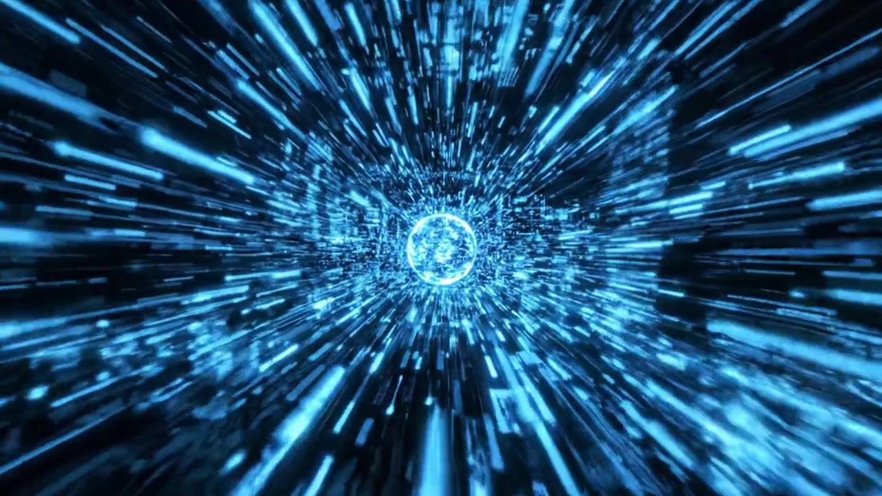 Dynamic Visual Journey Through a Digital Cosmos: An Explosive Burst of Light and Color Illustrating the Concept of Speed in a Virtual Universe