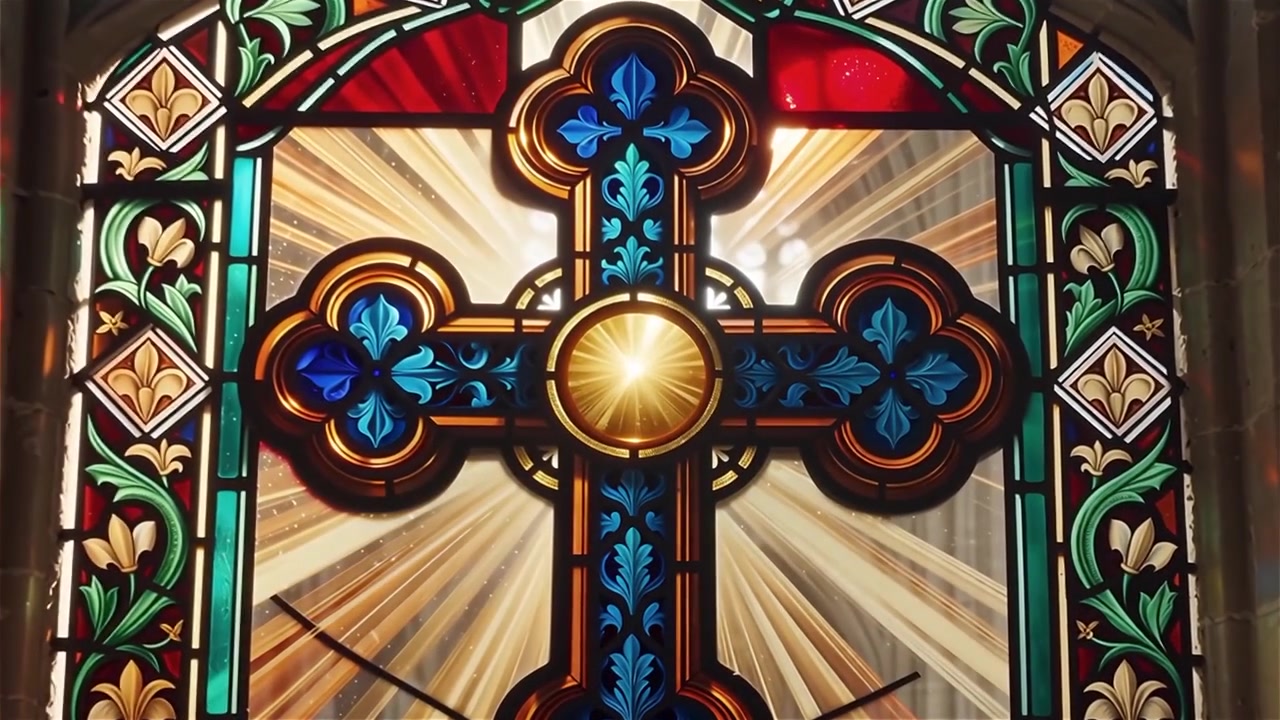 Cruz Cristiana con Luz Celestial, Fondo para Adoración.