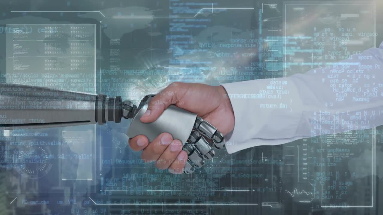 mano robótica y mano humana