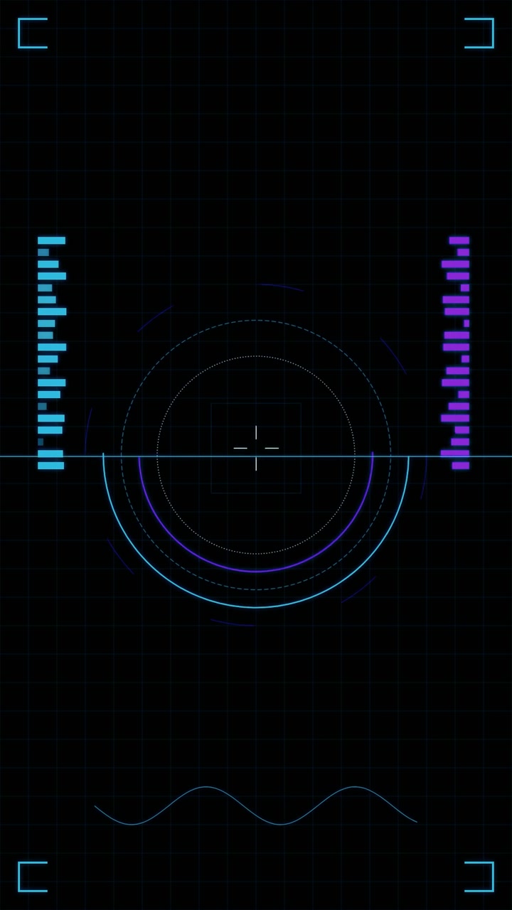 Futuristic Digital HUD Interface with Rotating Circular Scopes
