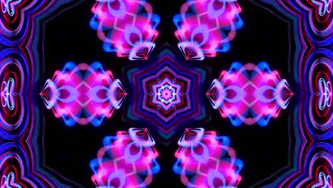 4k bg abstracto con patrón de líneas púrpuras azules brillantes. patrón como flor, estrella o mandala de líneas curvas brillantes. estructura simétrica caleidoscópica. espectáculo de láser abstracto. animación vj con líneas