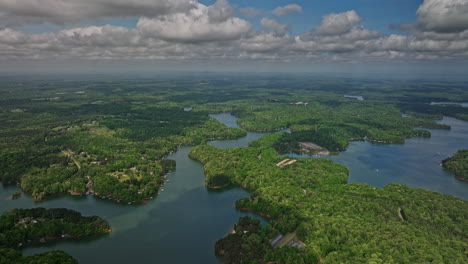 lake hartwell georgia aerial v6 cinematic drone flyover massive body of water capturing gumlog lakeside homes and tugaloo state park landscape views on sunny day - shot with mavic 3 cine - april 2022