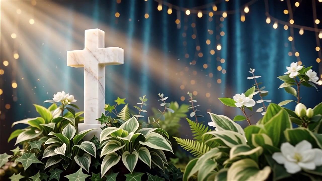 Cruz Cristiana con Luz Celestial, Fondo para Adoración.