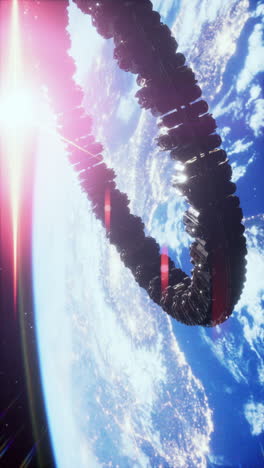 a futuristic space station orbiting earth