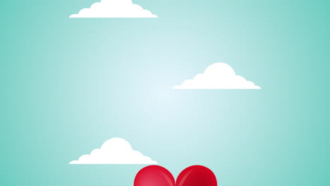 valentines day animated card with heart balloon helium