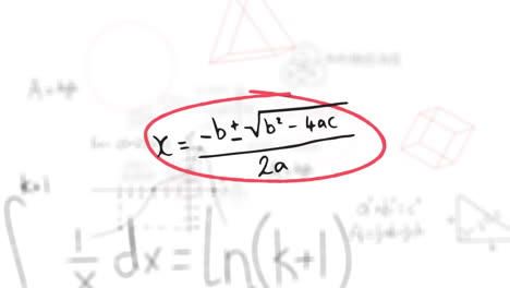 animación de ecuaciones matemáticas sobre un fondo blanco.