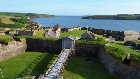 charles fort main entrance and structure revealed by drone flight in bandon riverside