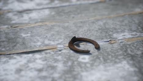 one old rusty metal horseshoe