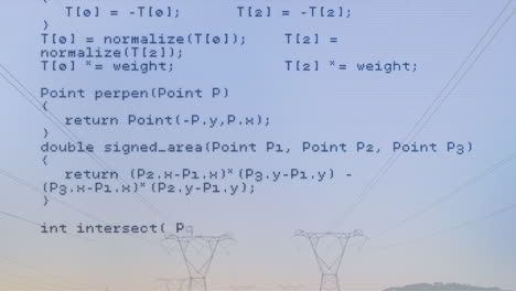 animation of data processing over pylons and sky
