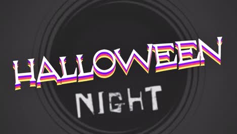 animation of halloween night and circles on grey background