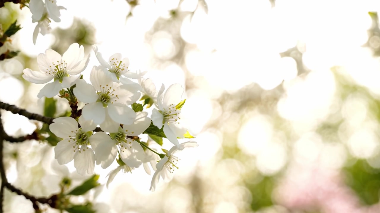 Delicate Cherry Blossoms Captured in Soft Focus, Showcasing the Beauty of Nature's Springtime Floral Splendor and the Gentle Elegance of Blossoming Petals