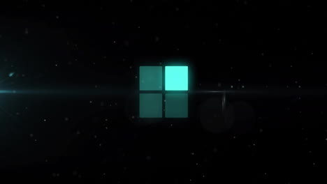 animation of green squares and data processing over dark background