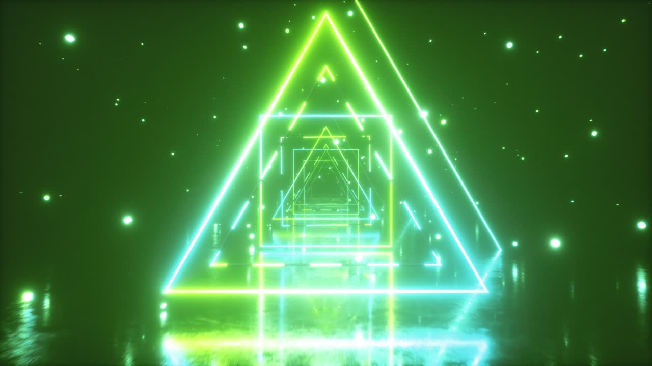 túnel de triángulos de neón