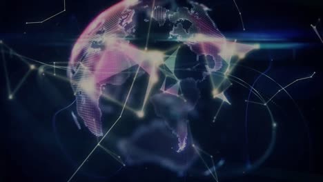 animación del globo con una red de conexiones sobre fondo negro