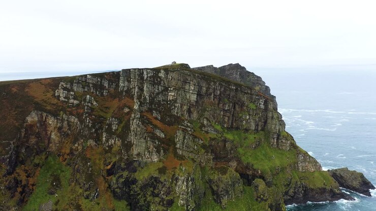 Massive Sea Cliffs of Horn Head on the Ocean Coast of Ireland - Aerial