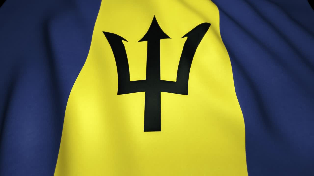 agitando una bandera realista de barbados en 4k, animación en bucle