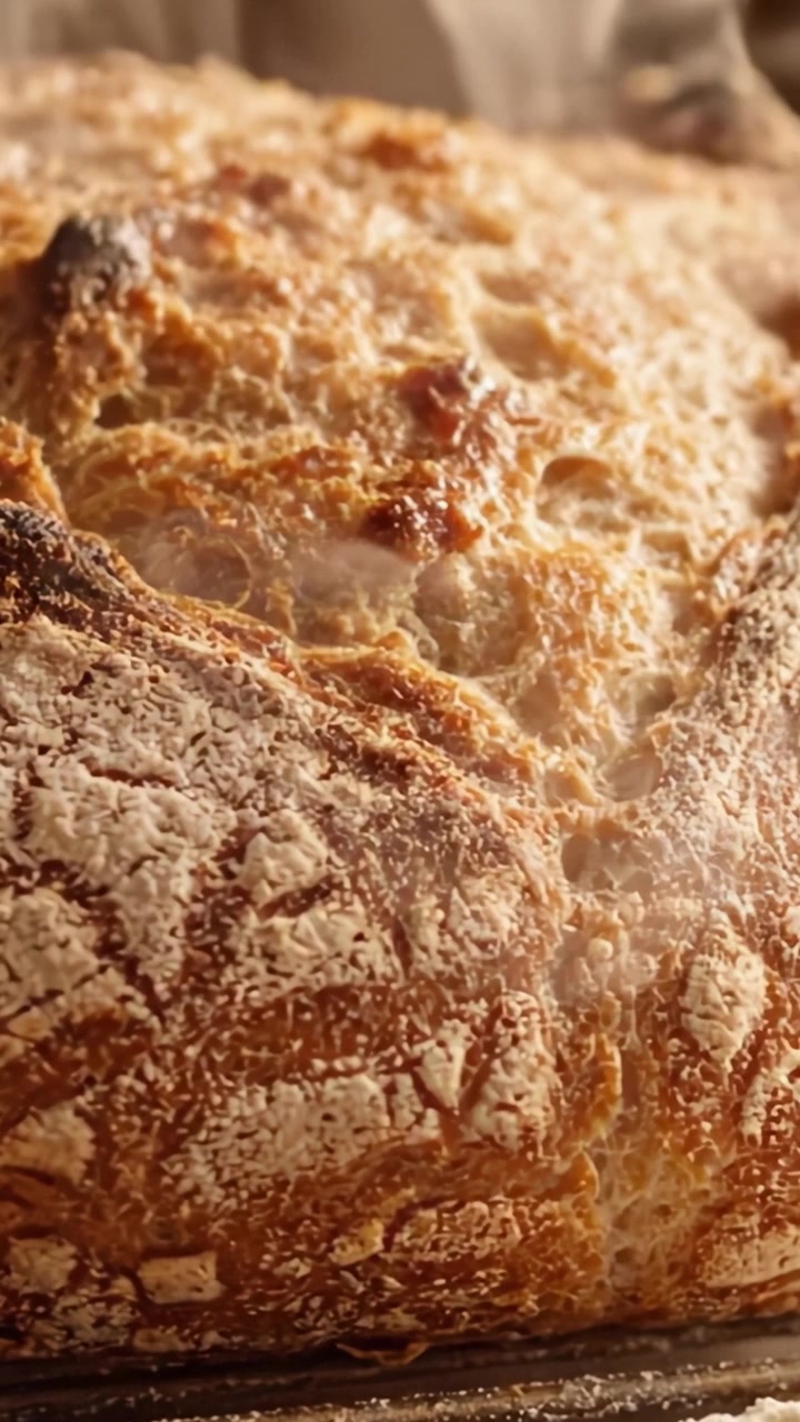 Artisan Bread Freshly Baked to Perfection: A Close-Up of a Crusty Loaf with Golden Brown Crust and an Irresistible Aroma Enhancing Culinary Creativity