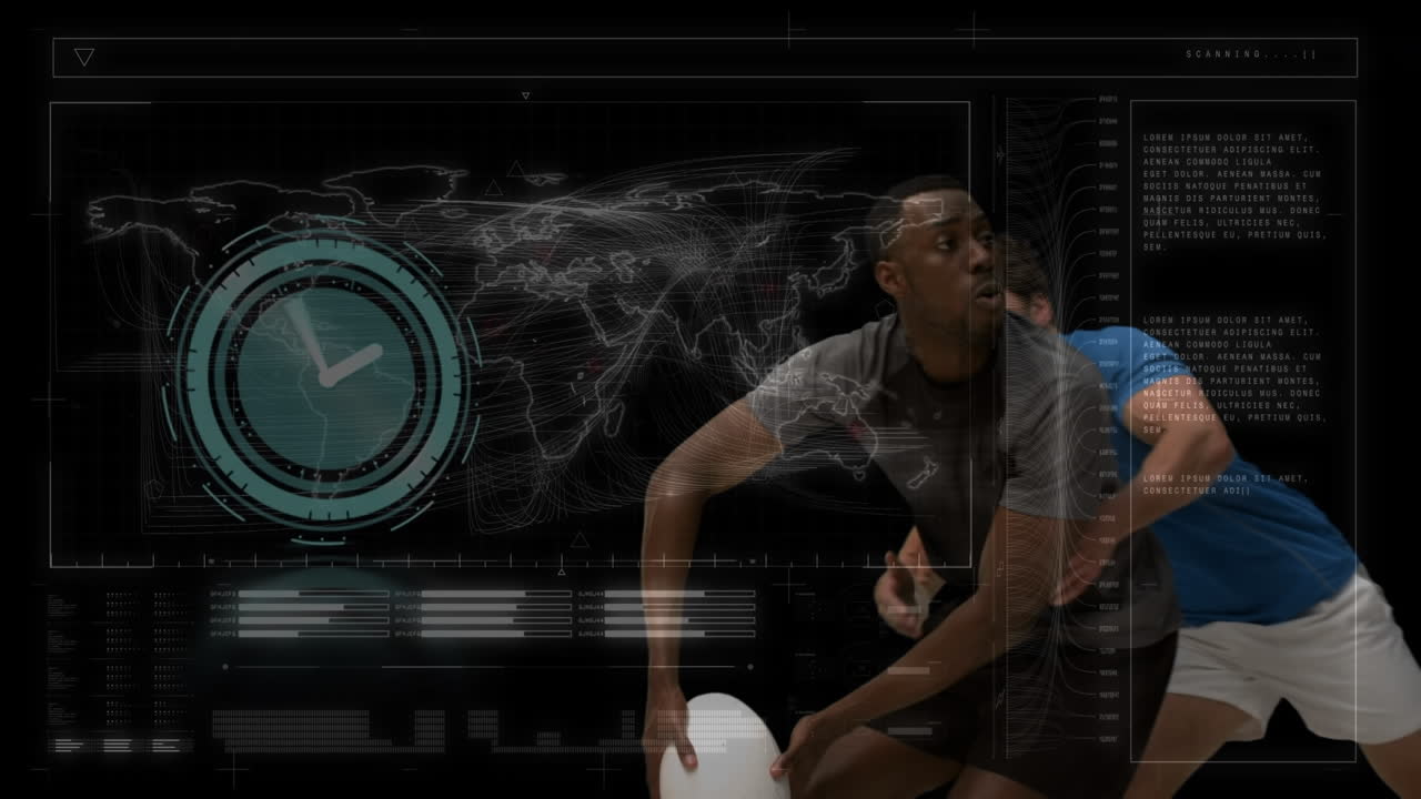 Animation of digital interface over american football players