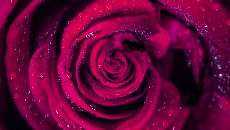 close-up of a wet, deep red rose