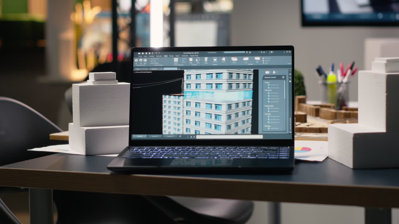 Empty architecture and construction office used for meetings with planning