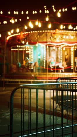 a vintage carousel at night