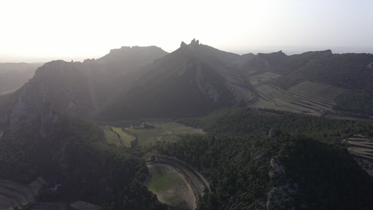 Dentelles de Montmirail sunset silhouette of the mountains Vaucluse Provence